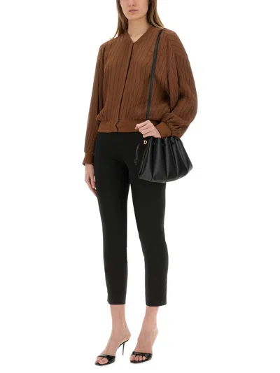 Alysi Silk Bomber Jacket In Brown
