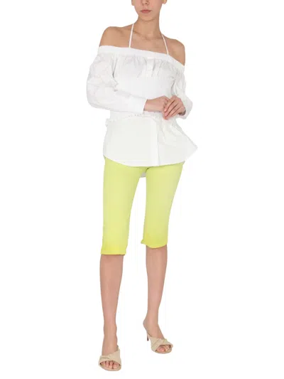 Msgm Mid-length Slim Fit Jeans In Yellow