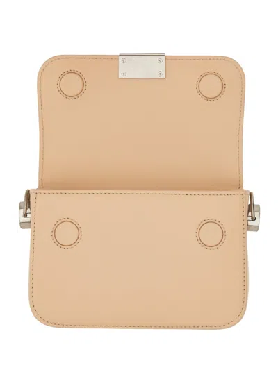 Off-white Rectangular Light Beige Shoulder Bag With Silver-tone Closure
