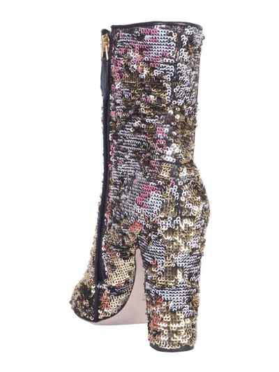 Paris Texas Pointed Toe Sequined Ankle Boots With High Block Heel In Multi
