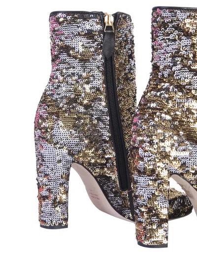 Paris Texas Pointed Toe Sequined Ankle Boots With High Block Heel In Multi