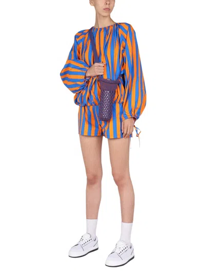 Sunnei Striped Pattern Shirt In Blue