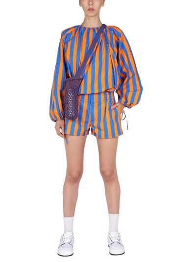 Sunnei Striped Pattern Shorts In Blue