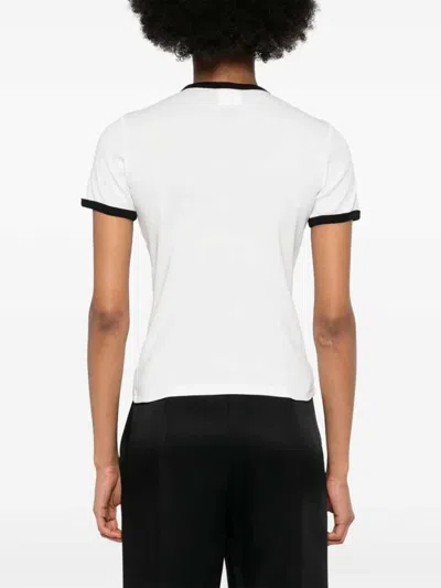 Courrèges Courreges Women Cotton T-shirt With Contrasting Profiles In White