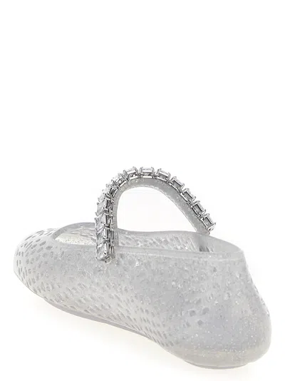 Jimmy Choo Clear Jelly Ballerina Flats With Crystal Embellishment In White