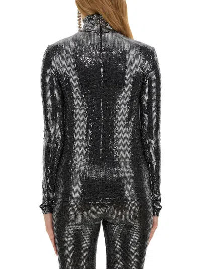 Isabel Marant Joyela Silver Sequined Top In Black