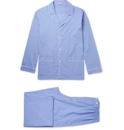 Zimmerli Ercerised Cotton Pyjama Set - Blue