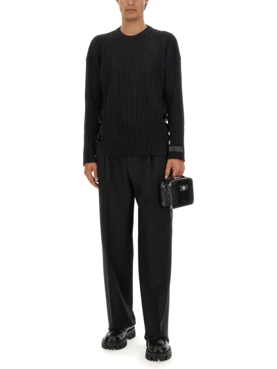 Versace Wool Pants In Black