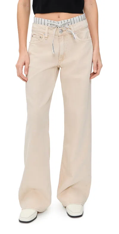 Rag & Bone Featherweight Saige Low Rise Full Boxer Straight Jeans In White