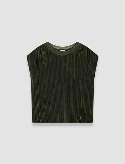 Joseph Cedre Pleated Satin Top In Green