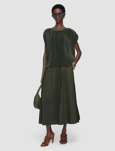Joseph Cedre Pleated Satin Top In Green