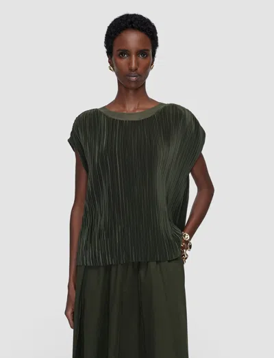 Joseph Cedre Pleated Satin Top In Green
