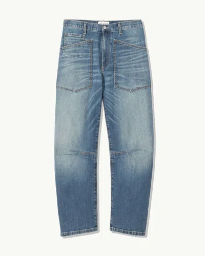 Nili Lotan Shon High Waist Barrel Leg Jeans In Blue