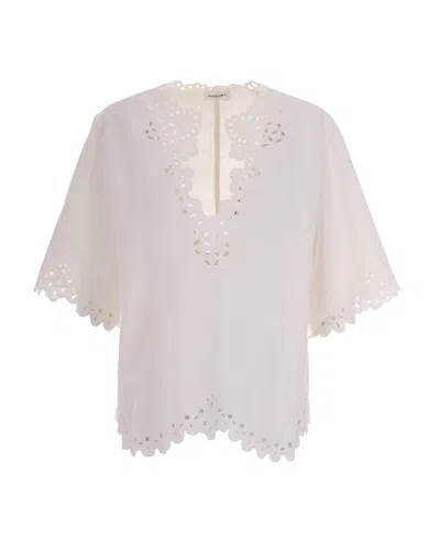 Isabel Marant Etoile Women 'shana' White Kaftan With Cut-out Details And Scallop Hem In Cotton Woman