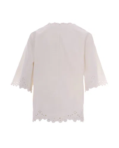 Isabel Marant Etoile Women 'shana' White Kaftan With Cut-out Details And Scallop Hem In Cotton Woman