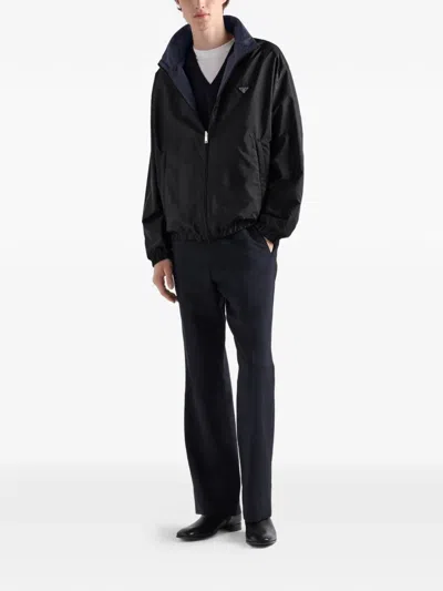 Prada Reversible Zip-up Jacket With Triangle-logo In Black