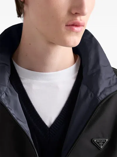 Prada Reversible Zip-up Jacket With Triangle-logo In Black