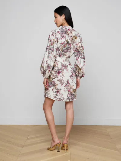 L'agence Butterfly Jungle Shirt Dress White Multi Butterfly