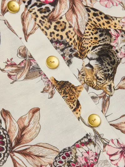 L'agence Butterfly Jungle Shirt Dress White Multi Butterfly