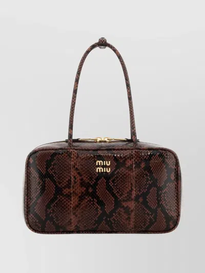 Miu Miu Medium Beau Printed Leather Shoulder Bag In Brown