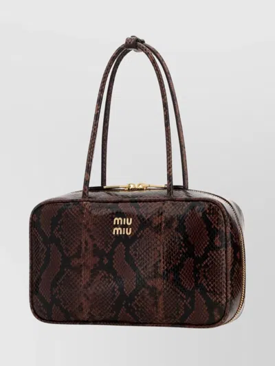 Miu Miu Medium Beau Printed Leather Shoulder Bag In Brown