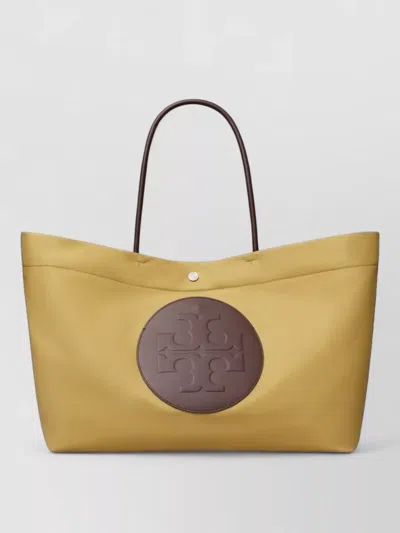 Tory Burch Ella Twist Nylon Shoulder Bag With Maxi Logo Patch On The Front In Neutral