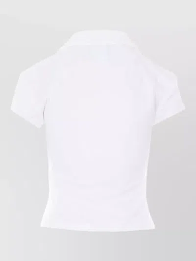 Courrèges Cropped Polo Shirt Collar Short Sleeves V Neck In Animal Print