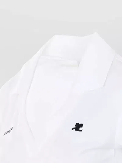 Courrèges Cropped Polo Shirt Collar Short Sleeves V Neck In Animal Print
