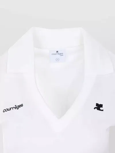 Courrèges Cropped Polo Shirt Collar Short Sleeves V Neck In Animal Print