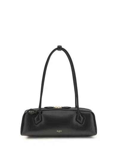 Alaïa Alaia Women Charcoal Suede Medium Le Teckel Shoulder Bag In Black