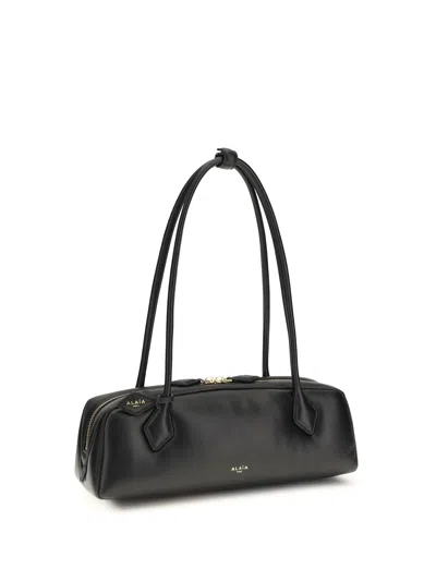 Alaïa Alaia Women Charcoal Suede Medium Le Teckel Shoulder Bag In Black