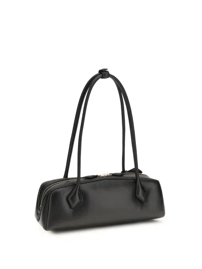 Alaïa Alaia Women Charcoal Suede Medium Le Teckel Shoulder Bag In Black
