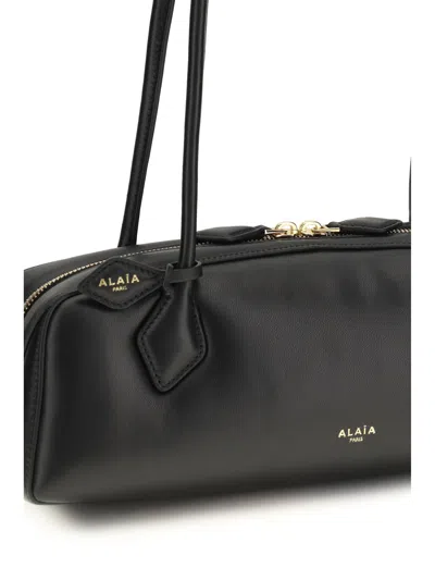Alaïa Alaia Women Charcoal Suede Medium Le Teckel Shoulder Bag In Black