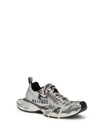 Balenciaga 3xl Split Logo Nylon And Mesh Sneakers In Gray