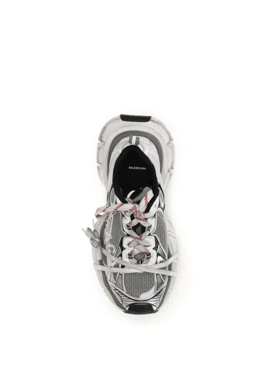 Balenciaga 3xl Split Logo Nylon And Mesh Sneakers In Gray