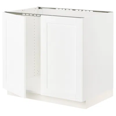 Ikea Sektion Base Cabinet For Sink + 2 Doors, White Enköping/white Wood ...