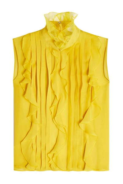 Giambattista Valli Silk Chiffon Sleeveless Blouse In Yellow