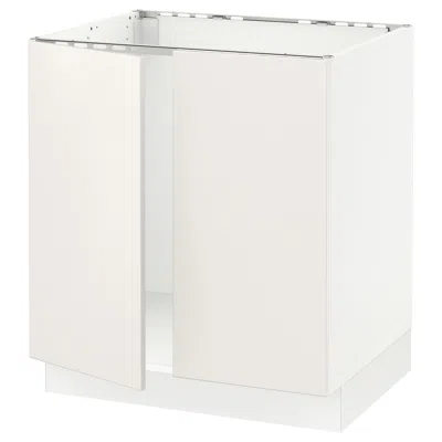 Ikea Sektion Base Cabinet For Sink + 2 Doors, White/veddinge White ...