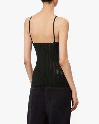 Isabel Marant India Strappy Silk And Cotton Knit Sweater In Black