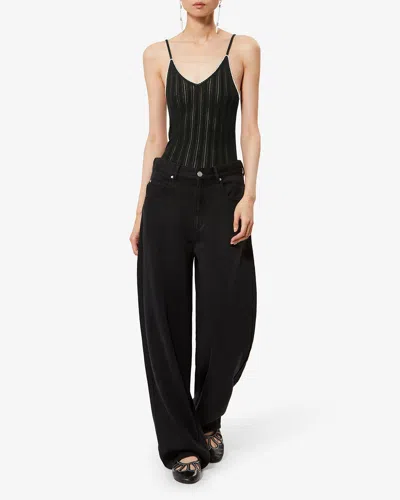 Isabel Marant India Strappy Silk And Cotton Knit Sweater In Black