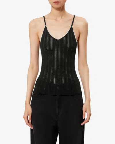 Isabel Marant India Strappy Silk And Cotton Knit Sweater In Black