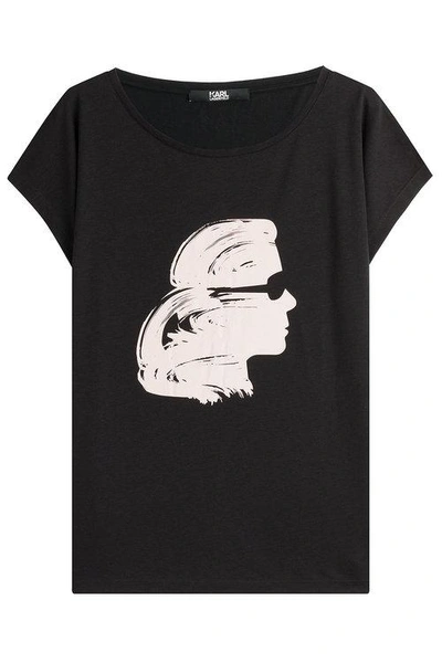 Karl Lagerfeld Painted Karl Head Printed Cotton T-shirt