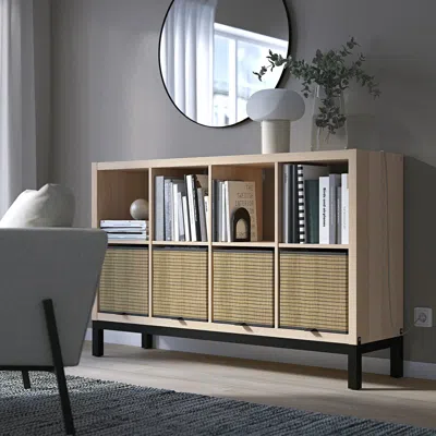 Ikea Kallax Shelving Unit With Underframe, White Stained Oak Effect ...