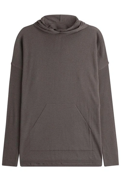 Rick Owens Taupe Wool Hooded Poncho