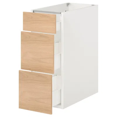 Ikea Enhet Base Cabinet With 3 Drawers, White/oak Effect, 12x24 3/4x30 ...