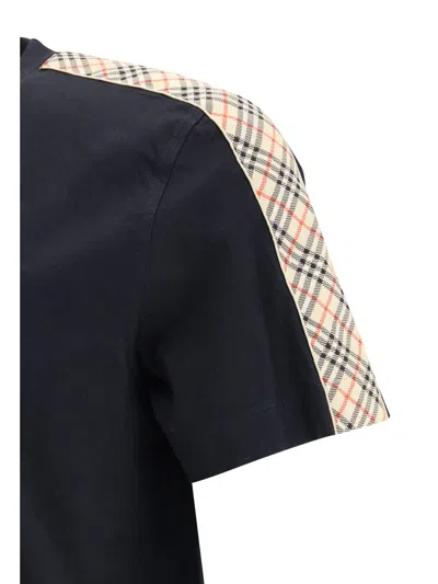 Burberry Ekd Embroidered Checked-band T-shirt In Black