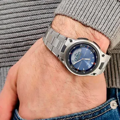Casio Standard Analog-digital Watch 'silver Blue' In Multi