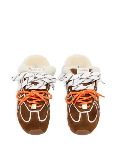 Naked Wolfe Suede Trim Slippers In Brown