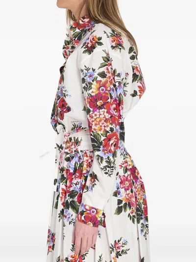 Dolce & Gabbana Cotton Shirt With A Bouquet Of Flowers Print Shirts White In Multi