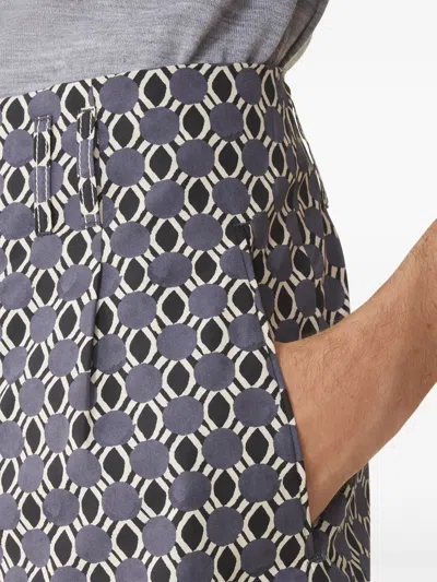 Lanvin Grey Geometric Pattern Shorts With Side Pockets In Multi